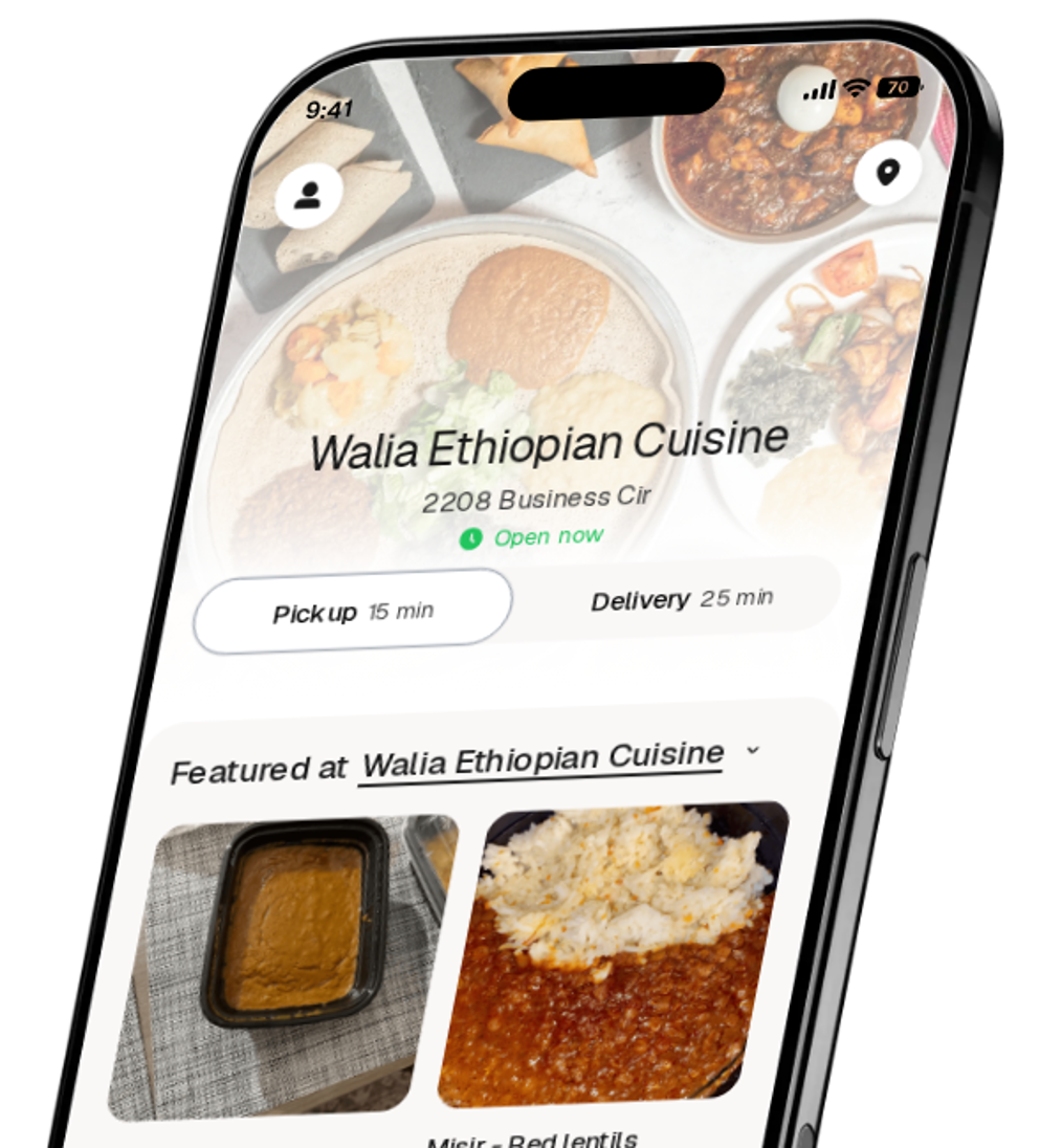 Walia Ethiopian Cuisine app preview